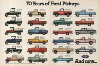 Cool Old 1986 Ford Trucks 2pg Print Ad 70 Year Of Pick - Ups