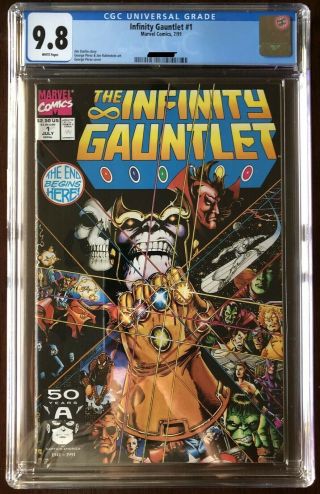 Marvel Comics Infinity Gauntlet 1 1991 Thanos End Game Avengers Cgc 9.  8