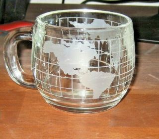 1970s Nestle/nescafe World Globe 8 Oz Glass Handled Mug