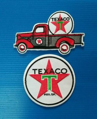 2 Texaco Embroidered Iron Or Sewn On Filling Station Uniform Patches