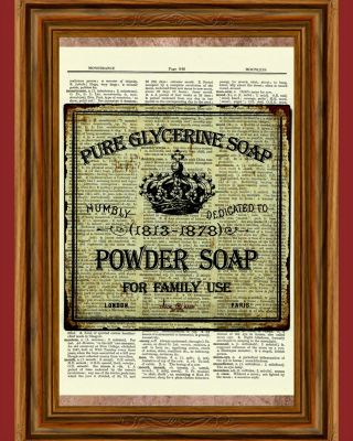 Vintage Powder Soap Dictionary Art Print Poster Picture Bathroom Wall Decor