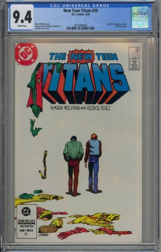 Teen Titans 39 Cgc 9.  4 Nm Dc Comics 1984 Robin & Kid Flash Quit