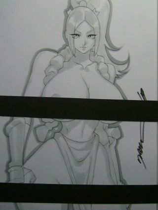 Mai Shiranui Garou Densetsu Girl Sexy Busty Sketch Pinup - Daikon Art