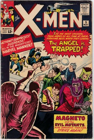X - Men 5 1964 5.  5 Fn - Marvel 3rd Magneto 2nd Scarlet Witch Quicksilver
