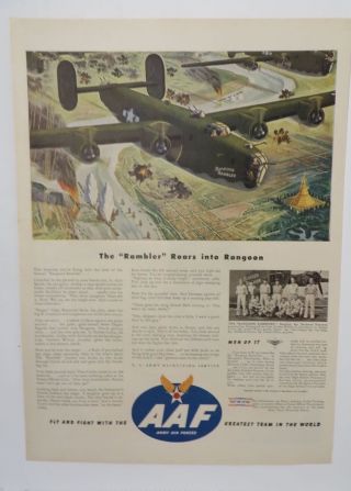 Print Ad 1944 Aaf Army Air Forces Vintage Artwork Ragoon Rambler