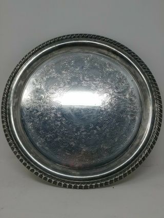 Vintage Silver Plated 10 Inch Tray By Wm Rogers.  (a)