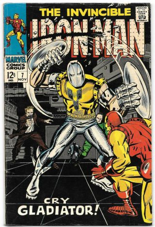 Invincible Iron Man 7 Vg/fn 1968 Marvel Comics Gladiator Tony Stark Stan Lee