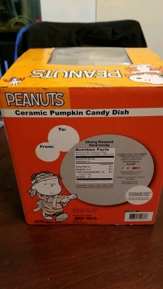 Peanuts Snoopy Halloween Pumpkin Covered Ceramic Candy Dish by Galerie NIB 4