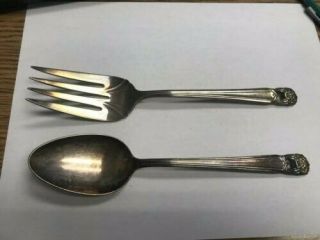 1847 Rogers Bros Is " Eternally Yours " Serving Fork And Spoon Set - Vintage