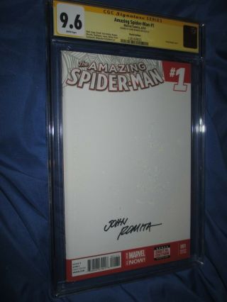 The Spiderman 1 Cgc 9.  6 Ss Signed By John Romita Sr (blank Variant)
