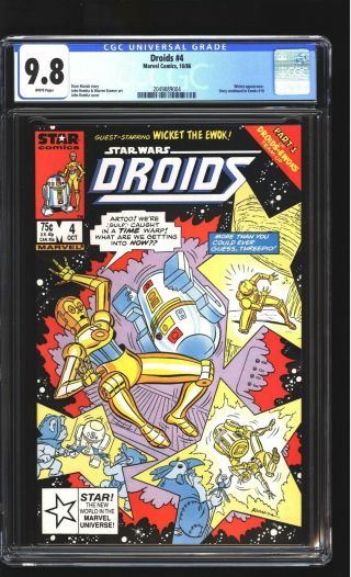 Droids 4 Cgc 9.  8 Nm/mint C3po R2d2 Ewoks John Romita Cover Star Wars Marvel 1986