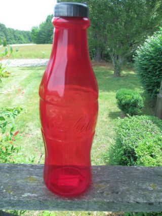 Coca - Cola 12 Inch Bottle Bank Clear Red Plastic -