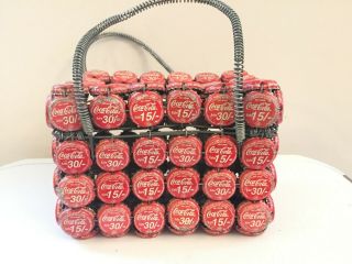Coca - Cola Bottle Caps Collectible Wire Basket Made In Kenya