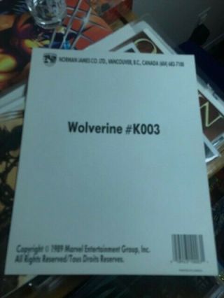 Ultra Rare Wolverine Print - Norman James - 1989 k003 - NONE ON Ebay.  BC CA 2