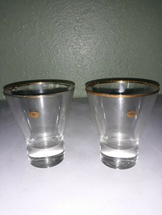 2) Crown Royal Whiskey Tumblers Tapered Optic Block Drinking Barware Rock Glass