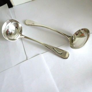 Vintage Silver Plate Pair Gravy Sauce Ladles Old English Mappin & Webb Gleams