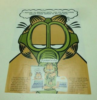 Near Print Ad Poster Garfield Gas Mask Kitty Litter Maxx