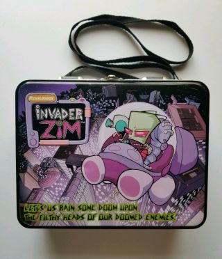 Invader Zim & Gir Metal Lunch Box With Strap - 2001 Rare Collectible