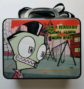 Invader Zim & Gir Metal Lunch Box with Strap - 2001 Rare Collectible 3