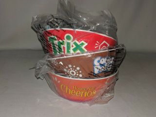 Set Of 3 General Mills Cereal Bowls Trix Cocoa Puffs Honey Cheerios Slogan