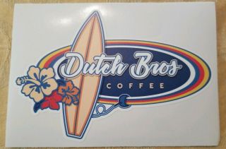 Rare Dutch Bros Coffee Hawaiian Surf Sticker - Vhtf Collectible