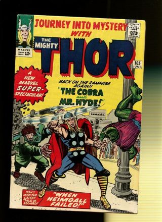 Journey Into Mystery 105 Fn 5.  5 1 Book Thor Avengers Stan Lee & Jack Kirby