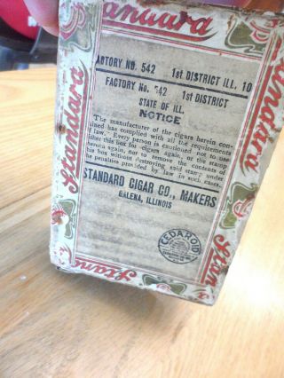 Small Old Standard Cigar Box from the Standard Cigar Co.  Galena IL 3