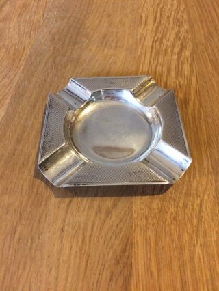 Solid Sterling Silver Ashtray - Mappin & Webb Engine Turned - 1947 Sheffield
