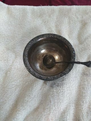Vintage Sterling Silver Sugar Bowl With Spoon 92 Grams Over 3 1/2 Oz 