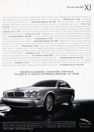 2004 Jaguar Xj Xj8 - Reviews - Classic Advertisement Ad A38 - B