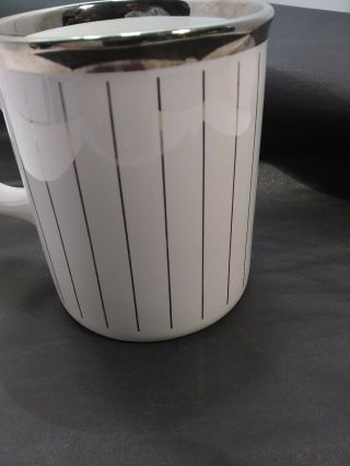 Vintage General Electric GE Coffee Mug Cup Silver Stripes Made in England Tams 4