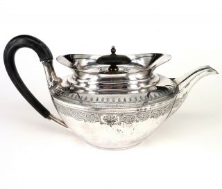 Silver Art Nouveau Style Tea Pot With Scroll Handle By Walker & Hall