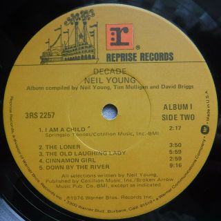 Neil Young DECADE Triple LP Reprise 3RS 2257 1977 Trifold Orange Labels EX/VG, 7