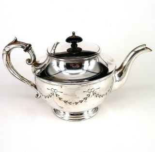 Silver Art Nouveau Style Tea Pot With Scroll Handle By Hamilton Laidlaw & Co.