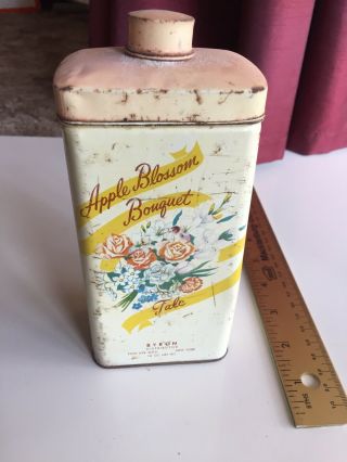 Vintage Apple Blossom Bouquet Talc / Talcum Powder Toilet & Nursery Tin