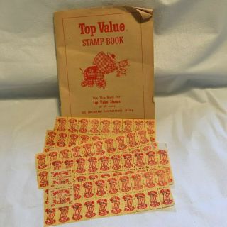 Vintage Trading Stamps Top Value Stamps Full Book Plus Extra Stamps 1960 