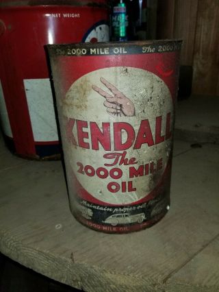Vintage Kendall The 2000 Mile Motor Oil Quart Can