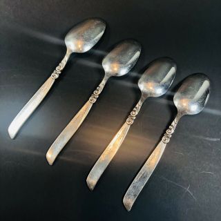 4 Teaspoons Oneida Community Plate SOUTH SEAS 1955 Vintage Silverplate Spoons 2