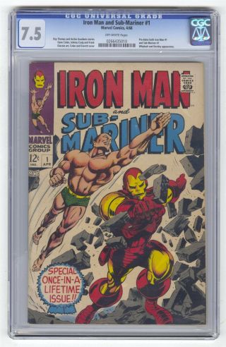 Iron Man & Sub - Mariner 1 Cgc 7.  5 Marvel Comic Key One - Shot Issue