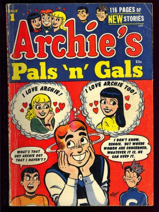 Archie’s Pals ‘n’ Gals 1 Betty & Veronica Golden Age Giant Comic 1952 Vg,
