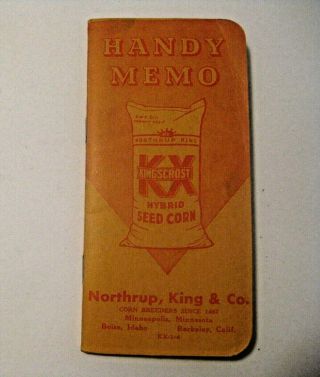 Vintage 1954 Northrup King & Co.  Kingscrost Farm Seed Corn Advertising Memo Book