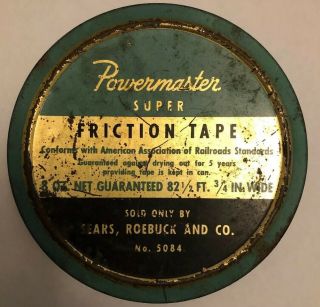 Vintage Sears Roebuck And Co.  Powermaster Friction Tape Tin Railroad Standards