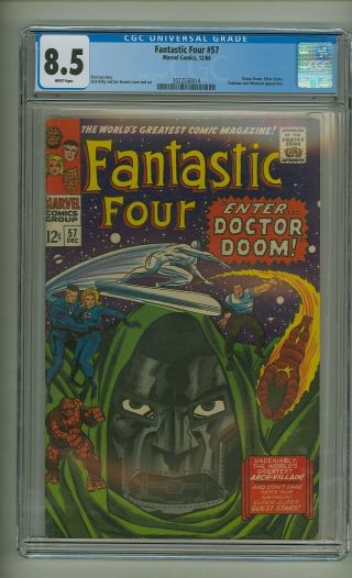Fantastic Four 57 (cgc 8.  5) White Pages; Doctor Doom 1966 Marvel Comic (c 24054