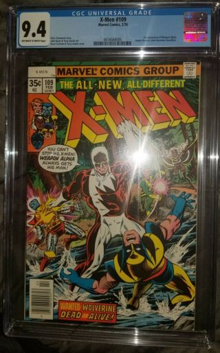 X - Men 109 1978 Cgc 9.  4 Key Comic 1st Appearance Weapon Alpha,  Vindicator