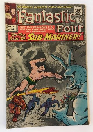 The Fantastic Four 33 Marvel Comics 1964 Jack Kirby Gd -