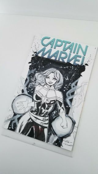 Captain Marvel Comic Book Sketch Cover Art By Katya Pineda