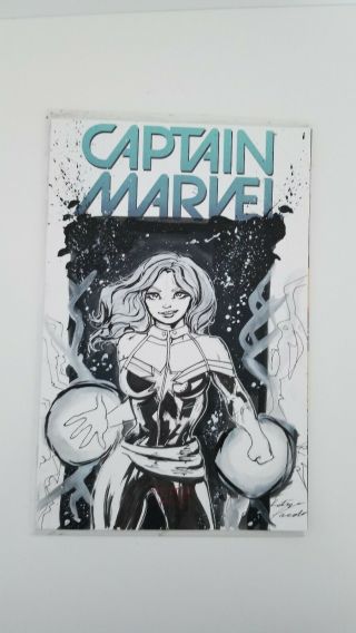 Captain Marvel Comic book sketch cover art by katya Pineda 2