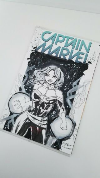 Captain Marvel Comic book sketch cover art by katya Pineda 3