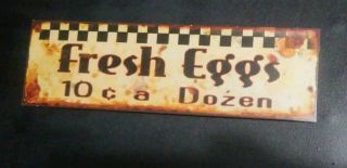 Farm Fresh Organic Eggs Retro Vintage Tin Bar Sign Country Home Decor 12 " X 3.  5