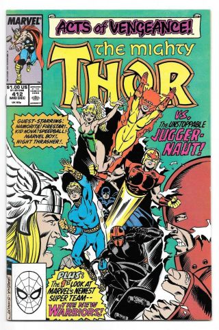 Thor 412 (12/89 Marvel) Nm - (9.  2) First Full Appearance Warriors Key Book